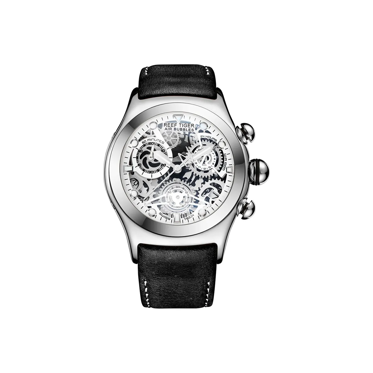 REEF TIGER Aurora Collection Big Explosion Кварцевый механизм Часы Мужские Белый циферблат RGA792 BBH