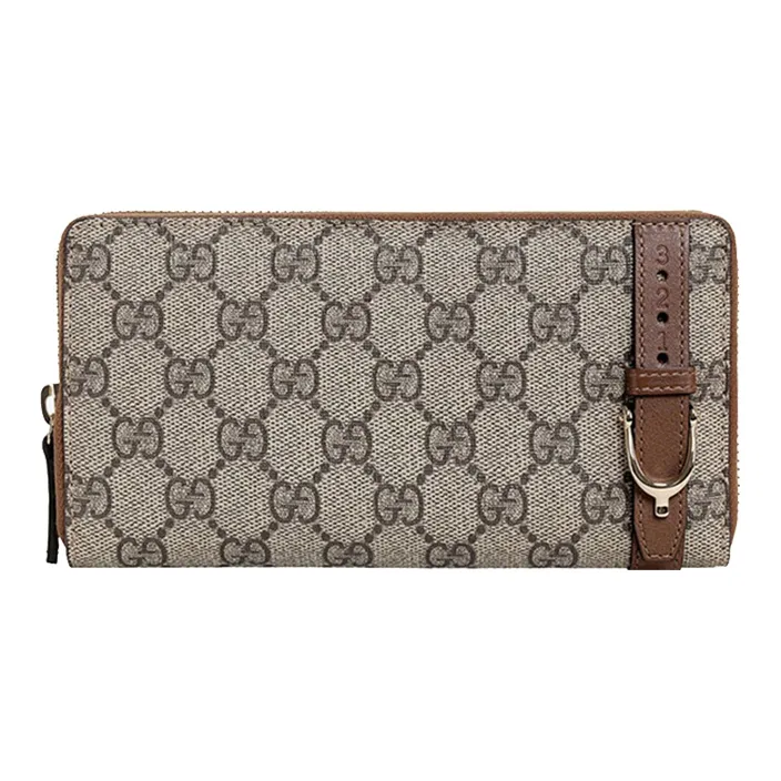 GUCCI Canvas With Leather Wallet Regular Unisex Ebony/Brown
