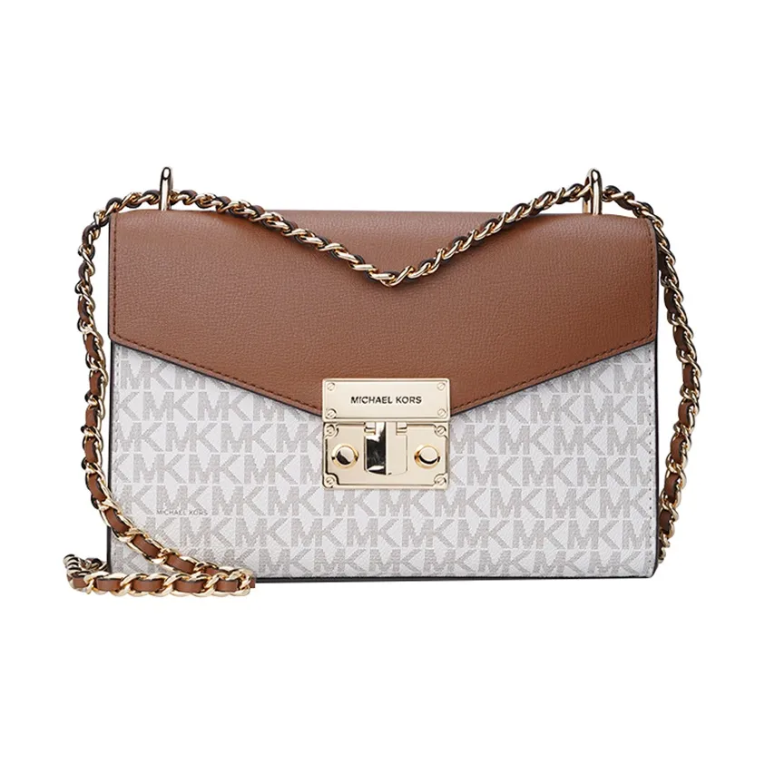 MICHAEL KORS ПВХ Сумка через плечо Средняя Женская Белая Коричневая Многоцветная
