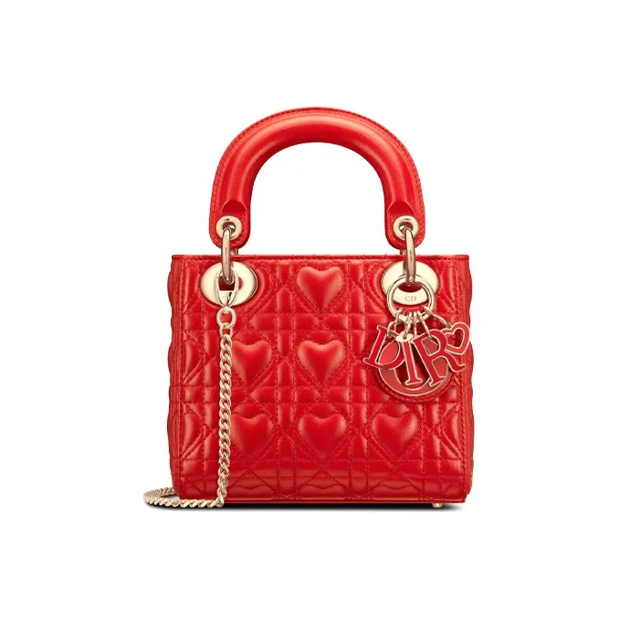 DIOR Lady Dior Dioramour Sheepskin Dior Bag Shoulder Bag Crossbody Bag Handbag Micro Women's Red