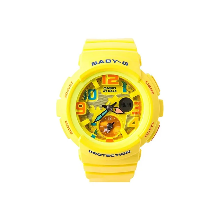CASIO Baby Кварцевый механизм Смольный ремешок Часы Женские Желтый циферблат