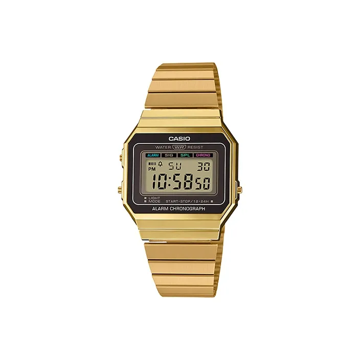 Коллекция CASIO Collection YOUTH Collection Металл Small Block Кварцевый механизм Часы Унисекс Золотой циферблат A700WG 9a