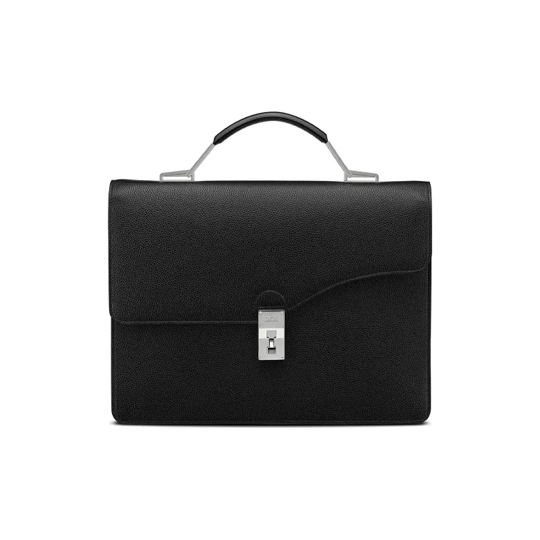 DIOR Cow Leather Briefcase, Handbag Large Size Men's Black