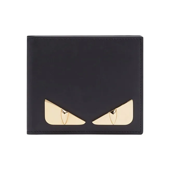 FENDI Cow Leather Wallet Small Size Men's Black
