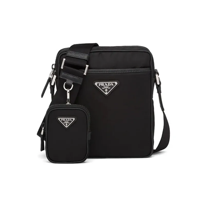 PRADA Nylon And Saffiano Leather 2 in 1 Camera Bag Shoulder Bag Crossbody Bag Regular Men's Black
