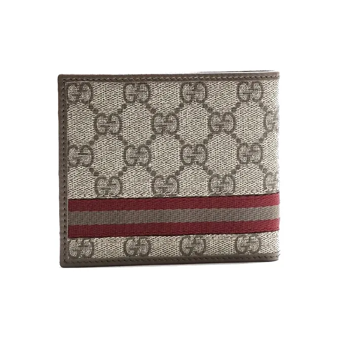 GUCCI Canvas With Leather Wallet Regular Men's Ebony/Tan