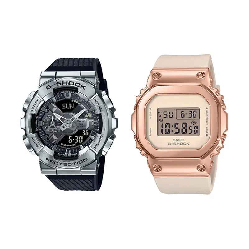 CASIO Pair Table Series Кварцевые Механические Часы Унисекс Черный Циферблат GM 110 1A+GM S5600PG 4ER