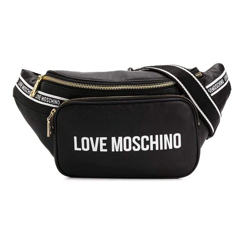 MOSCHINO Leather Shoulder Bag, Crossbody Bag, Fanny Pack Women's Black