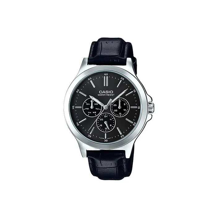 CASIO Standard Series Кварцевый механизм Естественная кожа Ремешок Часы Мужские Черный циферблат