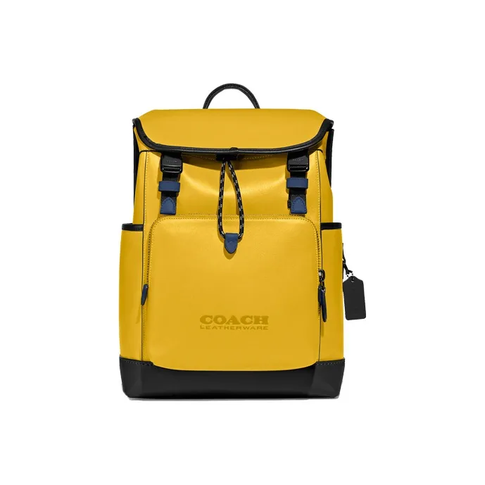 COACH League Cow Leather Backpack Tubas Men's Yellow