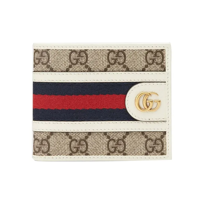 GUCCI Ophidia Холст с кожей Укороченный Кошелек Мужской Эбеновый Белый