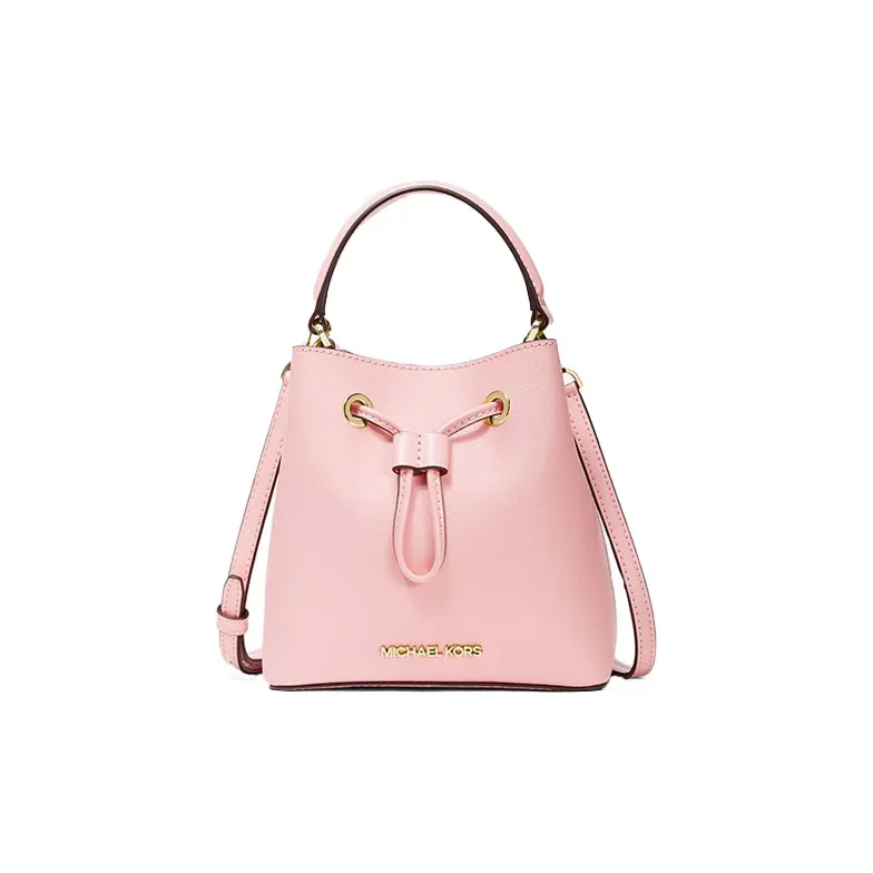 MICHAEL KORS Cow Leather Bucket Bag, Shoulder Bag, Crossbody Bag, Handbag Trumpets Women's Soft Pink