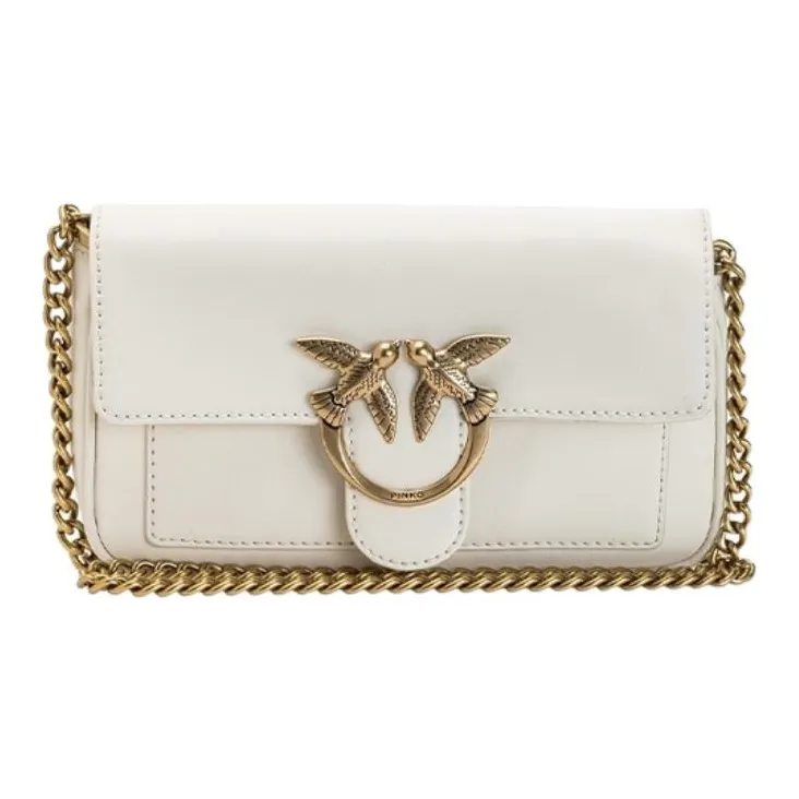 PINKO Коровья кожа Bird Сумка Swallow Сумка Сумка через плечо Маленькая Женская Белая