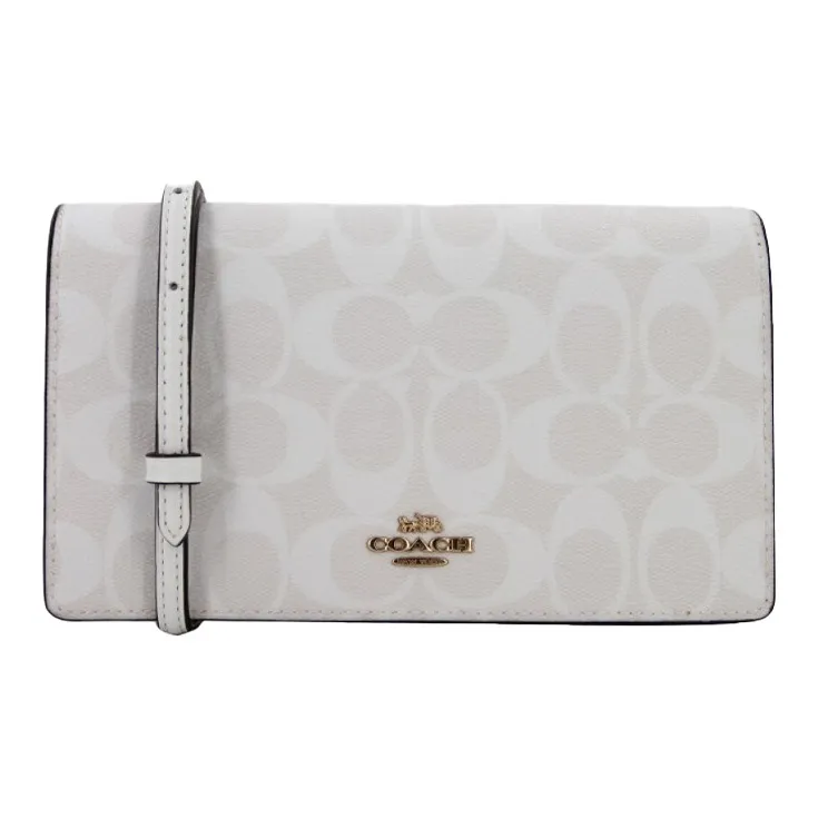 COACH Anna Холст и Кожа Сумка с клапаном Сумка через плечо Сумка на одно плечо Женская сумка Ледниковый белый