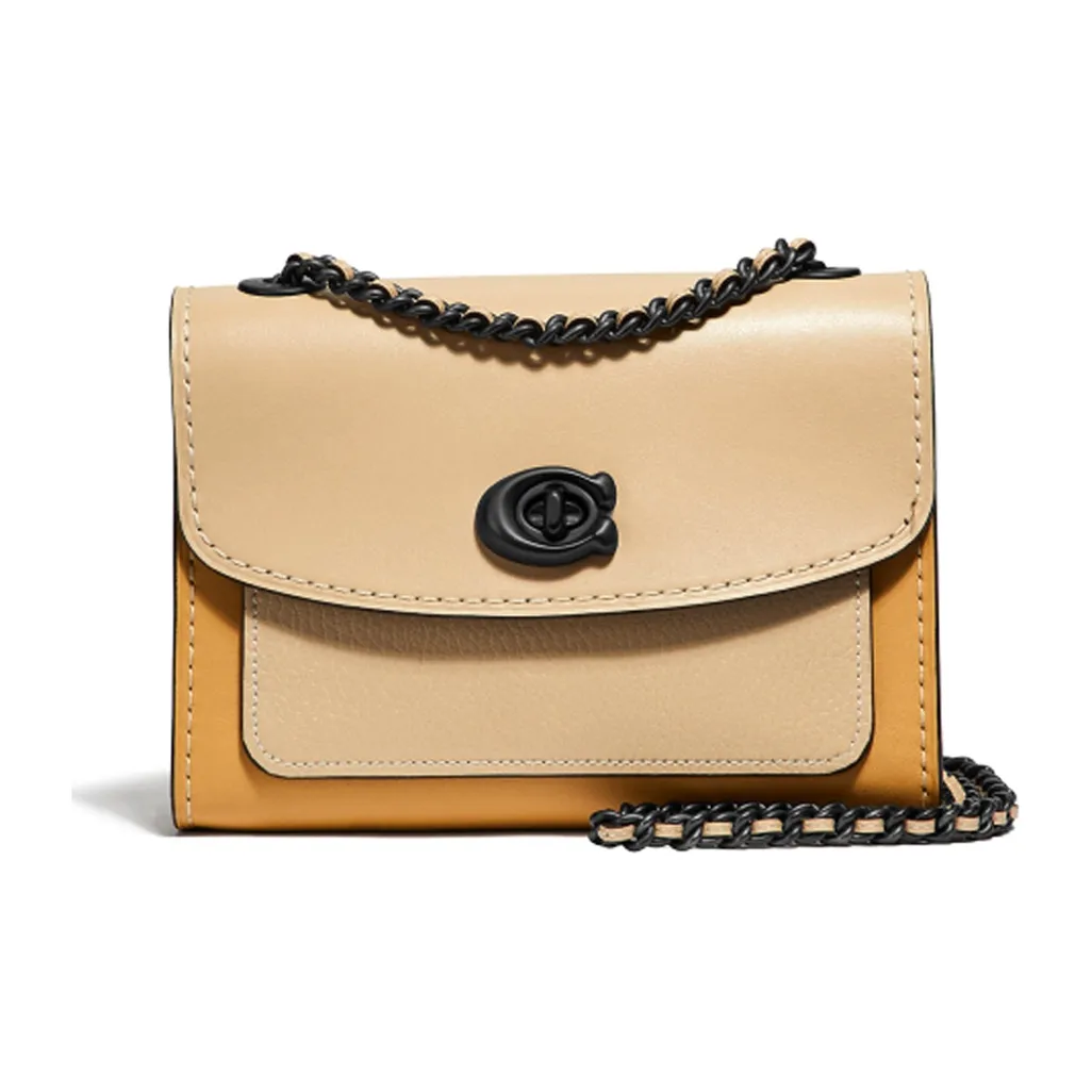 COACH Parker Телячья кожа Сумка через плечо Сумка на плечо Мини Женская Желтая Многоцветная