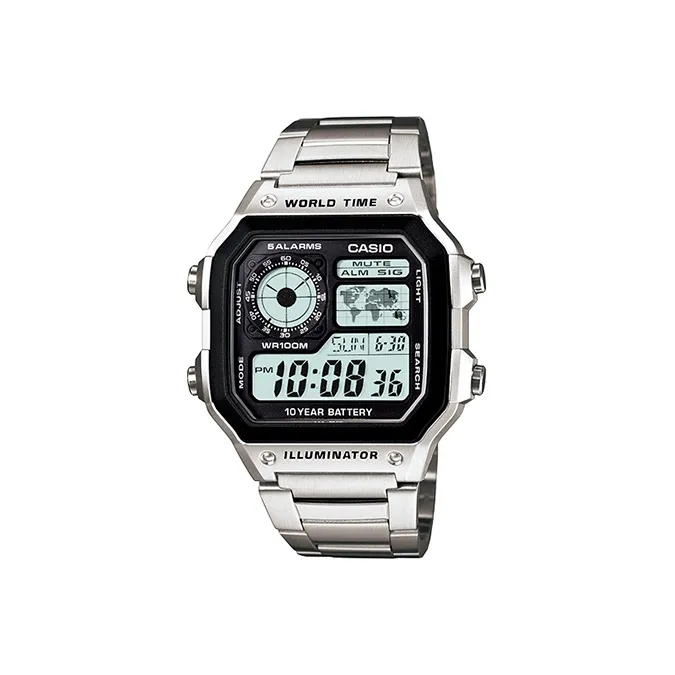 CASIO Vintage Collection Кварцевый механизм Блок Нержавеющая сталь Ремешок Часы Мужские Черный циферблат