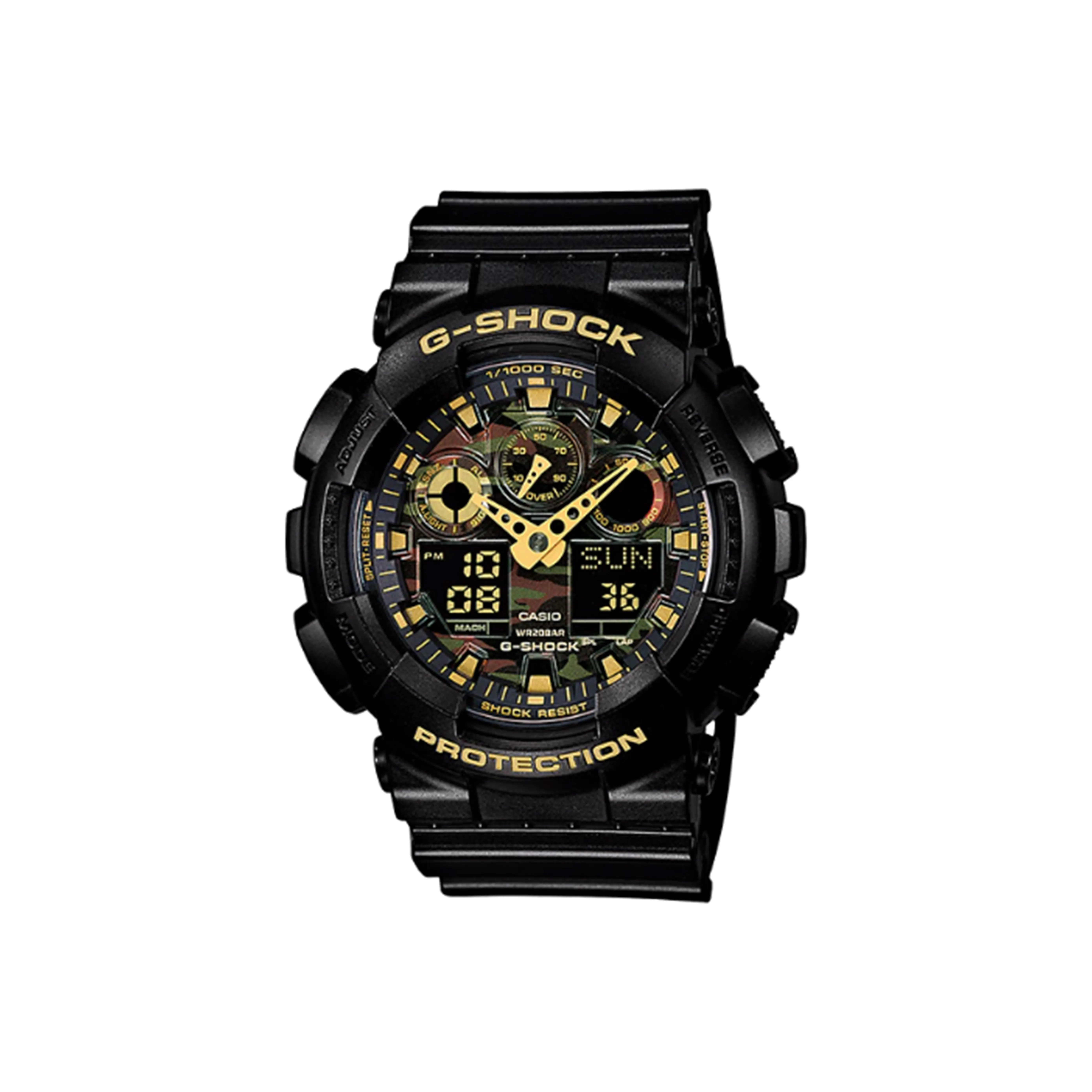 Г Shock YOUTH Collection Бомба Disposal Expert Кварцевый механизм Смола Ремешок Часы Мужские часы Черный циферблат