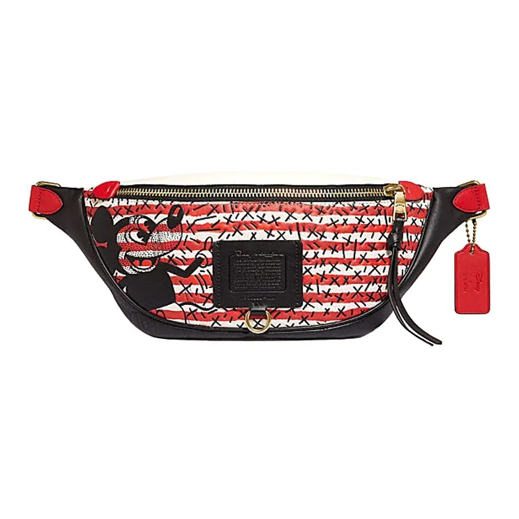 COACH Rivington Leather Fanny Pack Tubas Women's Black White Red Multicolor