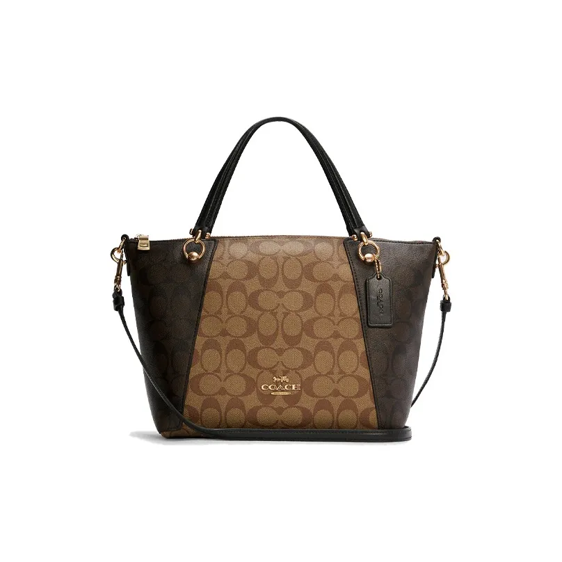 COACH Kacey Холщовая кожа Сумка через плечо Сумка-пельмень Сумка Маленькая Женская Коричневая Черная Многоцветная