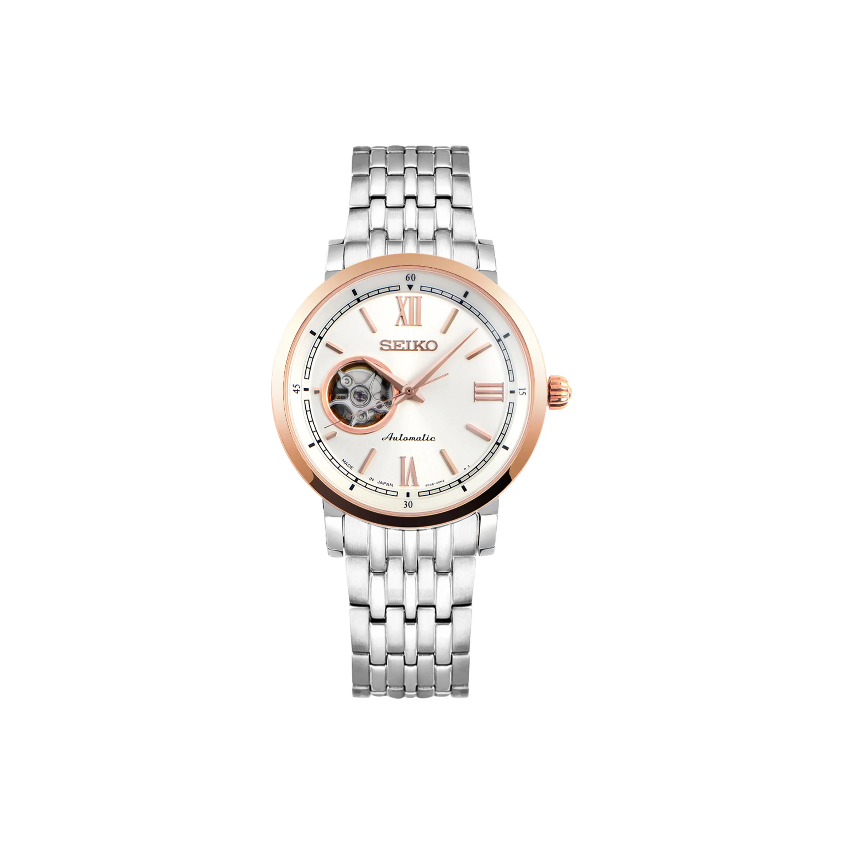 SEIKO Pilot Series Automatic Mechanical Movement Stainless Steel Watchband Watch 40mm Men's Watches White Dial SSA154J1