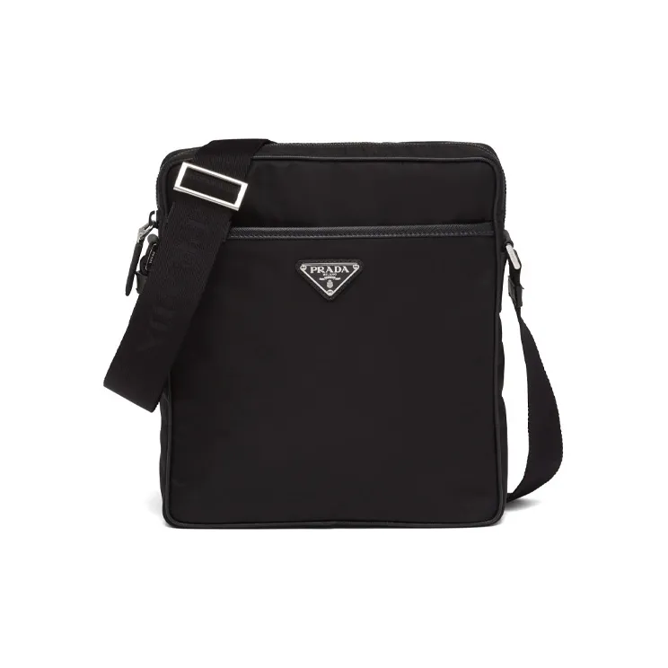 PRADA Re Nylon Recycled Nylon With Saffiano Leather Messenger Bag, Crossbody Bag, Shoulder Bag Regular Men's Black