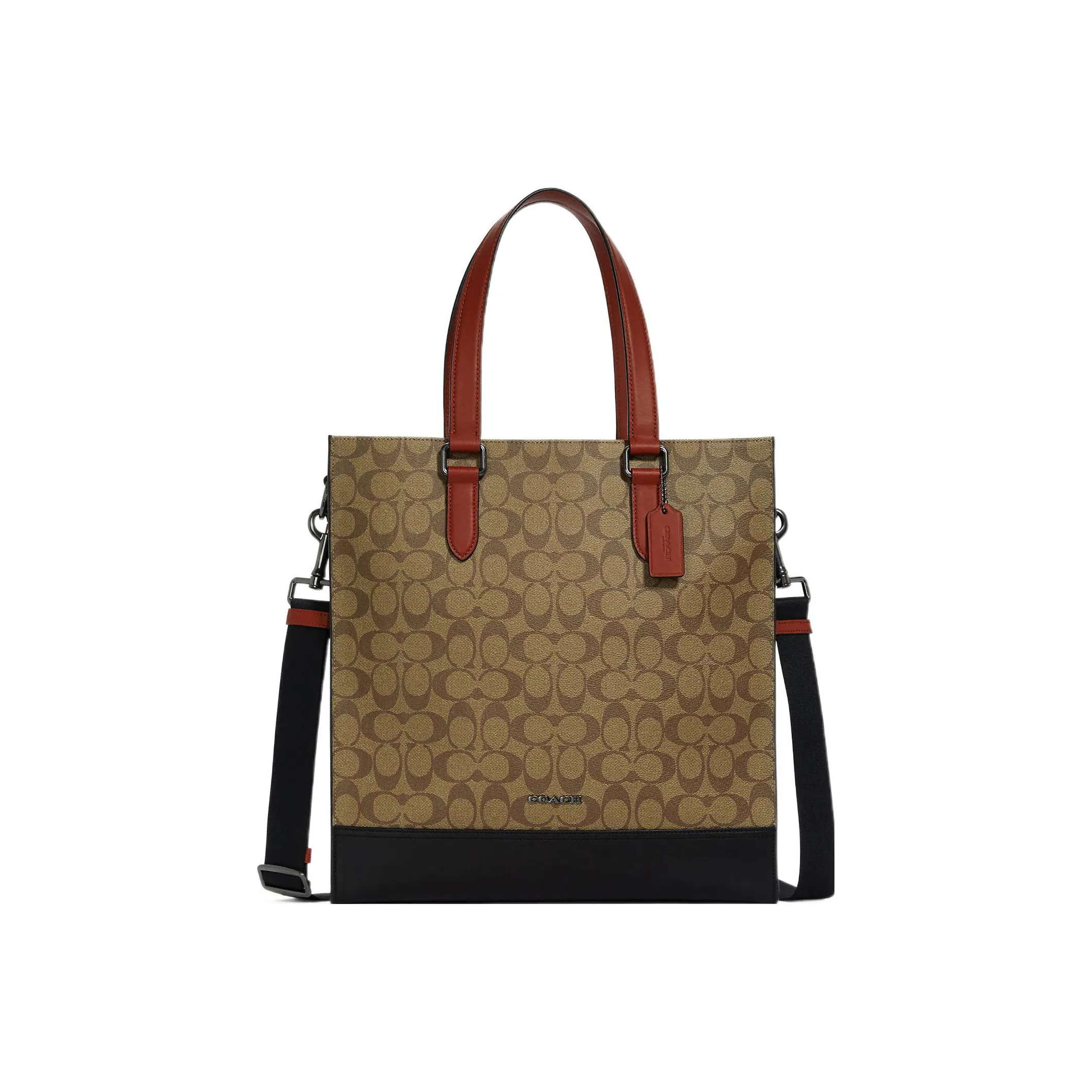 COACH Graham Canvas With Leather Tote Bag Shopping Bag Shoulder Bag Crossbody Bag Large Size Men's Brown