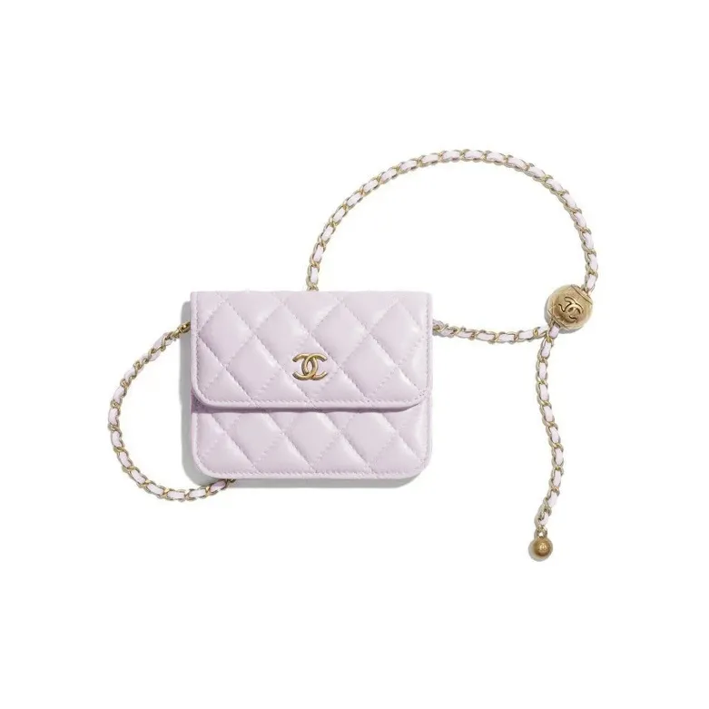 CHANEL Sheepskin Shoulder Bag, Crossbody Bag Women's Light Purple