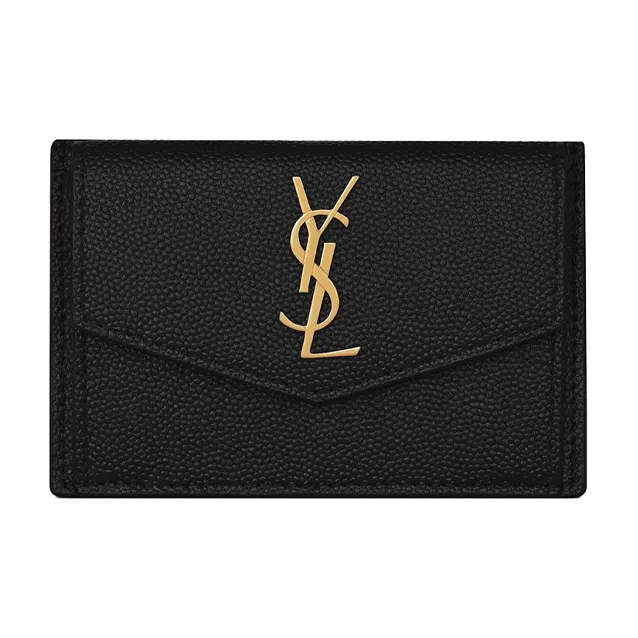 SAINT LAURENT UPTOWN Calfskin Business Card Holder Women's Black