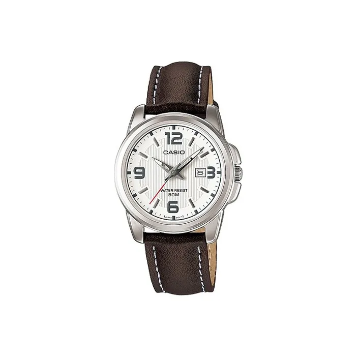 CASIO Standard Series Кварцевый механизм Естественная кожа Ремешок Часы Мужские Белый циферблат