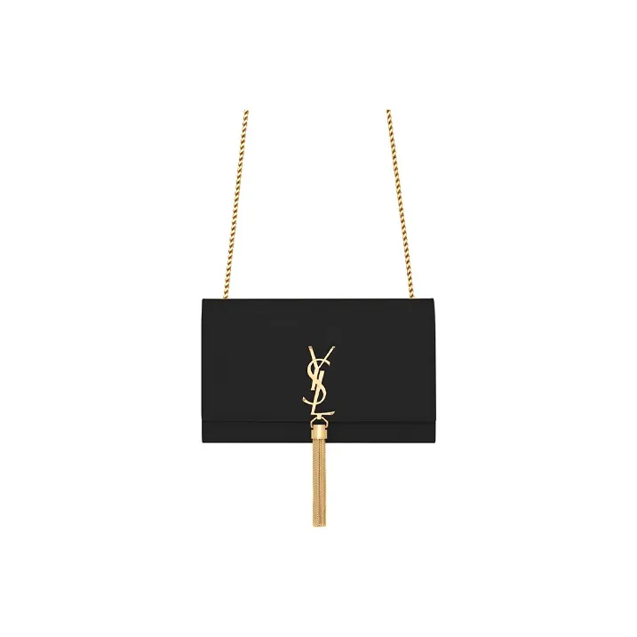 SAINT LAURENT KATE Calfskin Shoulder Bag, Crossbody Bag Medium Size Women's Black