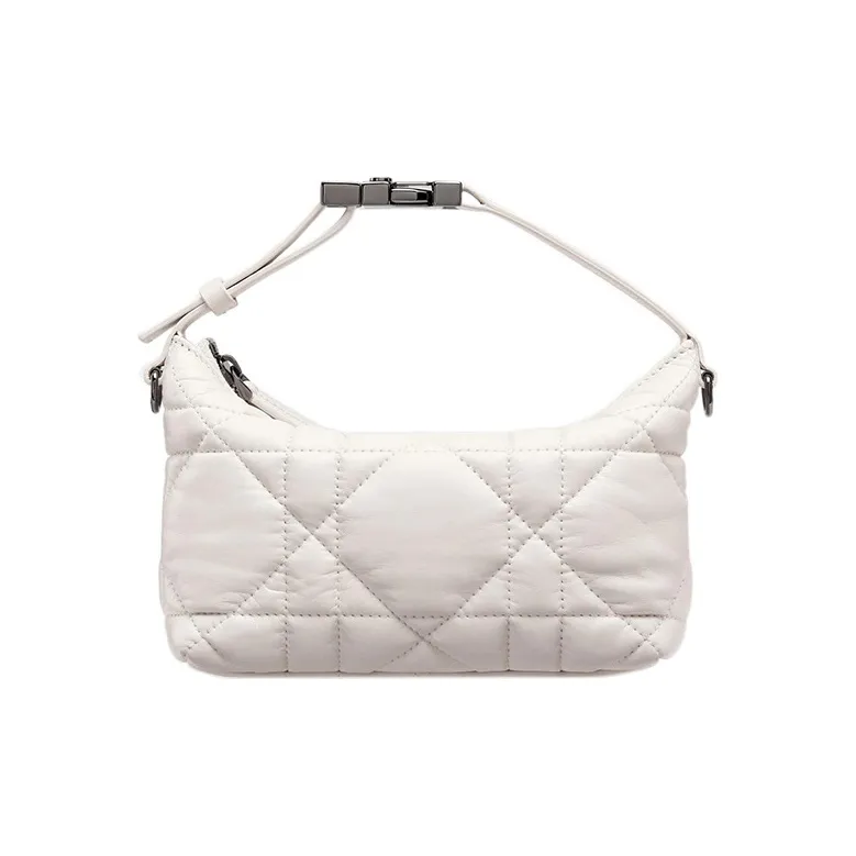 DIOR DiorTravel Cow Leather Lunch Bag Clutch Trumpets Women's White