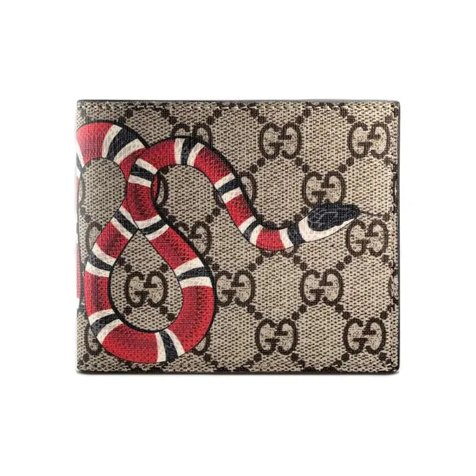 GUCCI Canvas With Leather Wallet Men's Ebony
