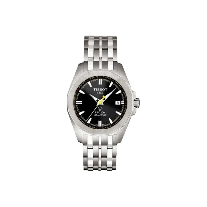 Tissot KINETIC Кварцевый механизм Мужские часы Циферблат 39 мм Черный Нержавеющий стальной ремешок