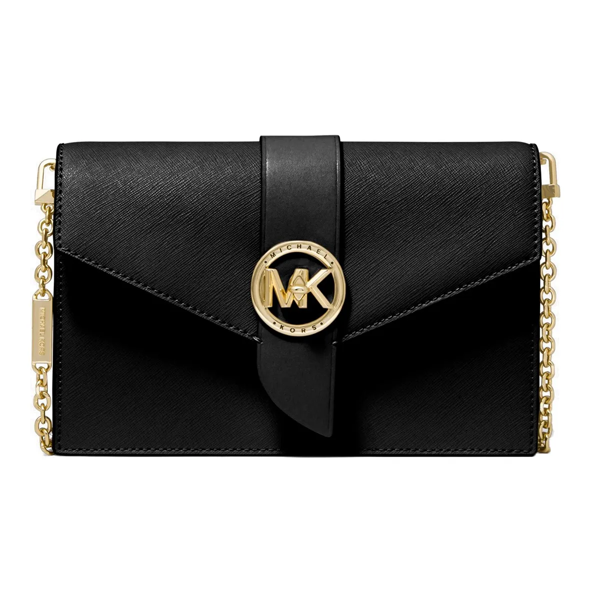MICHAEL KORS Charm Leather Shoulder Bag, Crossbody Bag Medium Size Women's Black