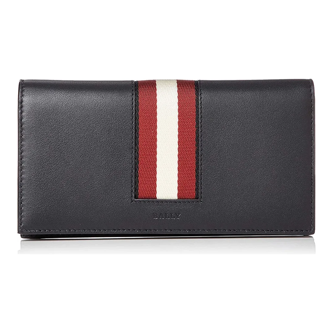 BALLY Cow Leather Wallet Men's Black & White & Red