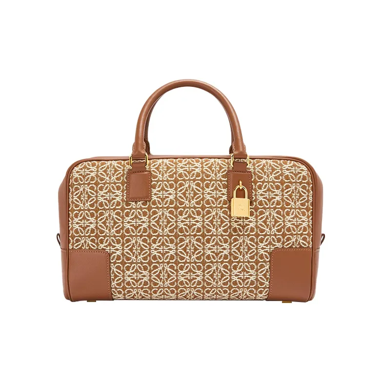 LOEWE Amazona Canvas With Calfskin Shoulder Bag, Crossbody Bag, Handbag Medium Size Women's Gold