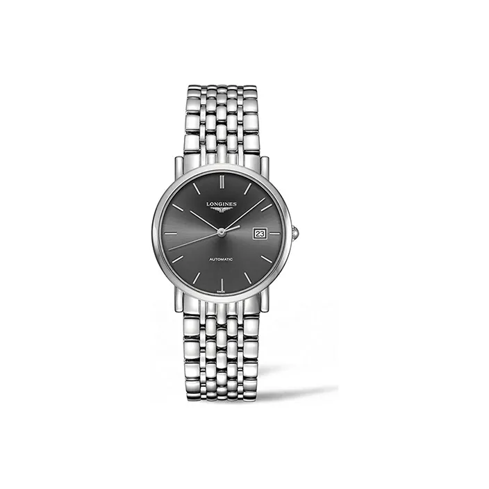 LONGINES Automatic Mechanical Movement Unisex Watch 34.5mm Black Dial Stainless Steel Case Stainless Steel Watchband