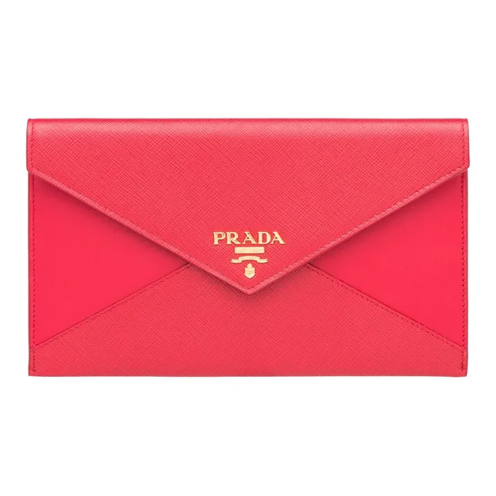 PRADA Luggage Collection Клатч из коровьей кожи женский красный