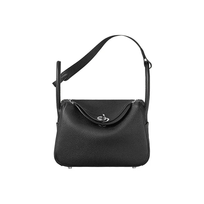 HERMES Lindy Clemence Cow Leather Handbag, Shoulder Bag Women's 89 Noir Black