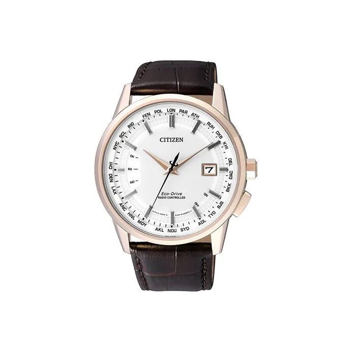 CITIZEN Ecology Drive Collection Кварцевый механизм Кожаный ремешок Часы 43*43*10 мм Мужские часы Серебристый циферблат CB0153 21A