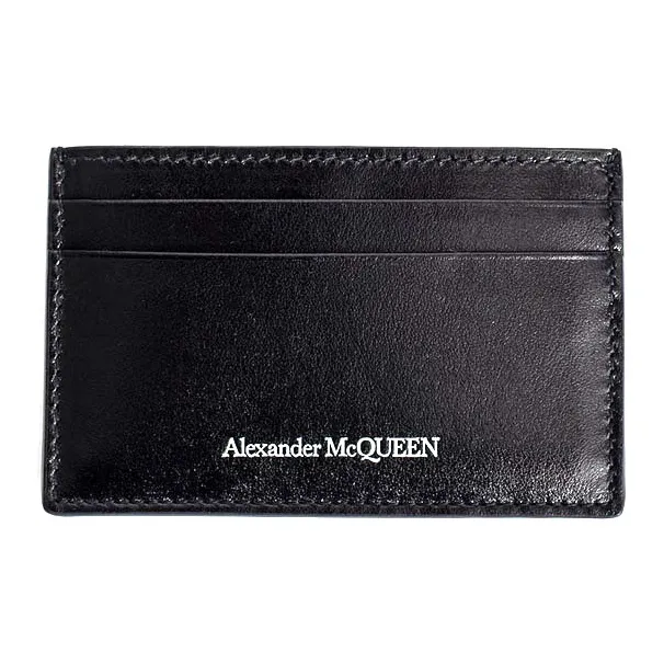 Alexander McQueen Cow Leather Card Clip Unisex Black