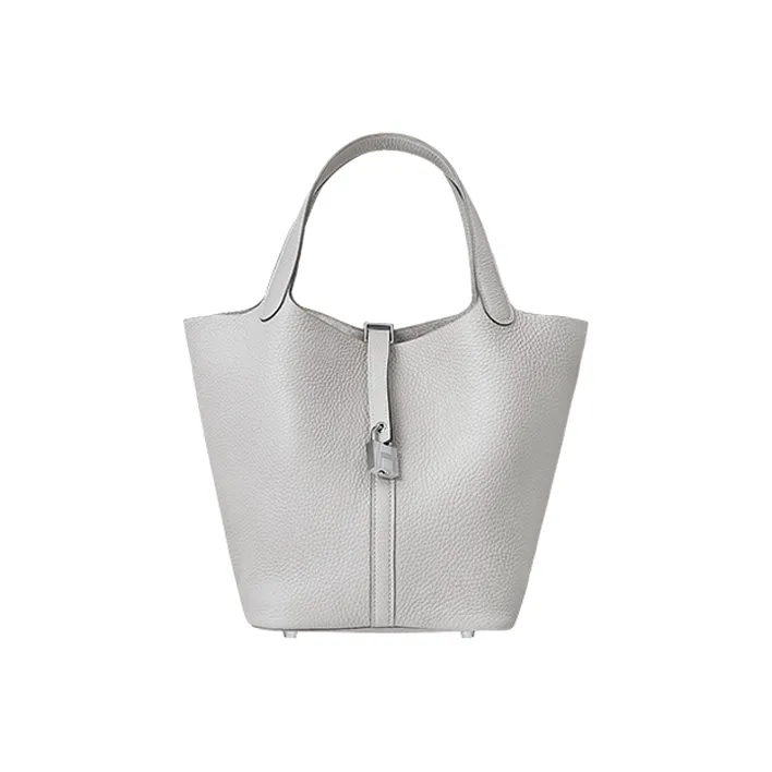 HERMES Picotin Lock Bullock Leather Basket Bag, Bucket Bag, Handbag Women's Gris Perle80 Gris Perle Pearl Gray