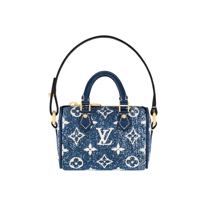 LOUIS VUITTON Speedy Denim Pillow Bag Key Pouch Coin Purse Extra Mini Women's Blue