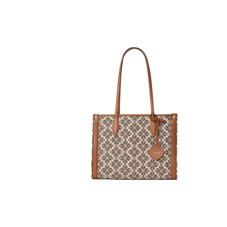 Kate Spade Fabric Cow Leather Crossbody One Shoulder Handbags Medium Size Women's Brown Pink