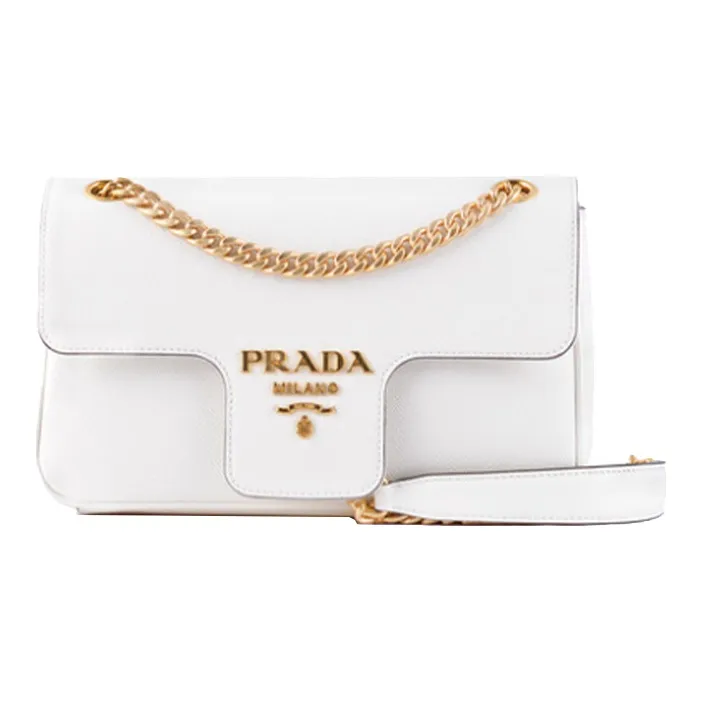 PRADA Leather Shoulder Bag, Crossbody Bag Women's White