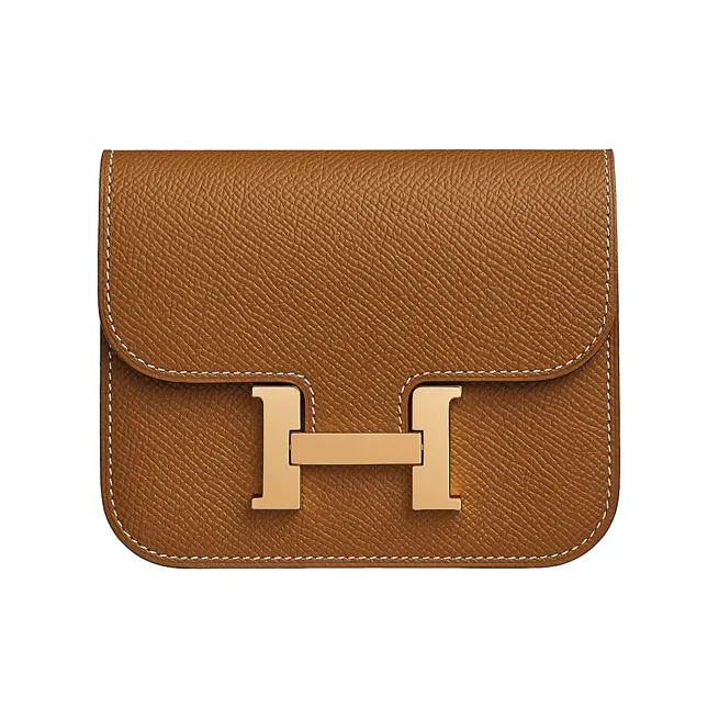 HERMES Constance Slim Epsom Leather Clutches Wallets Women
s 37 Gold Gold Brown