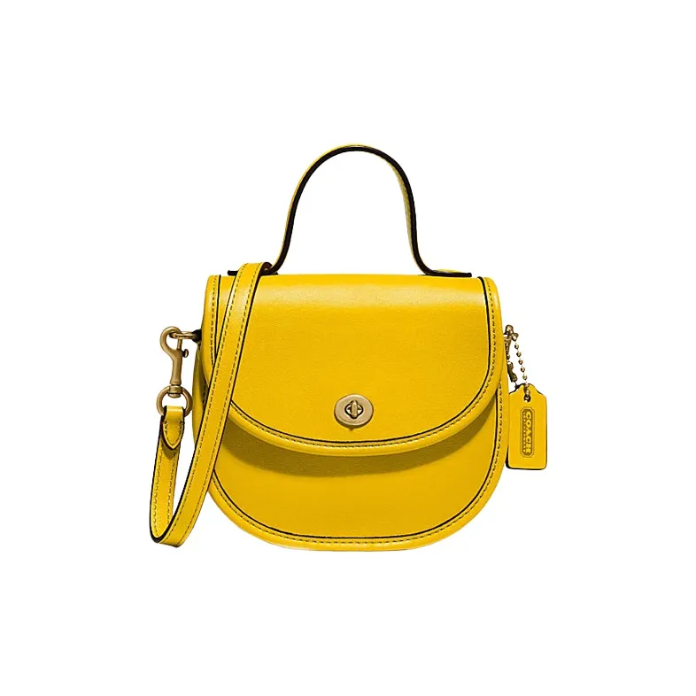 COACH Leather Saddle Bag Handbag, Shoulder Bag, Crossbody Bag Mini Women's Yellow