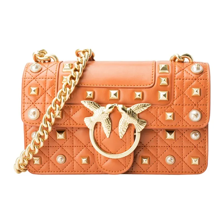 PINKO Кожа Swallow Сумка Сумка через плечо Женская Оранжевая