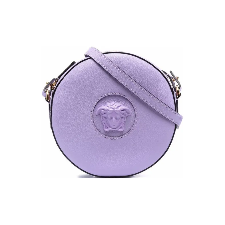 VERSACE La Medusa Calfskin Round Camera Bag, Handbag, Shoulder Bag Women's Purple