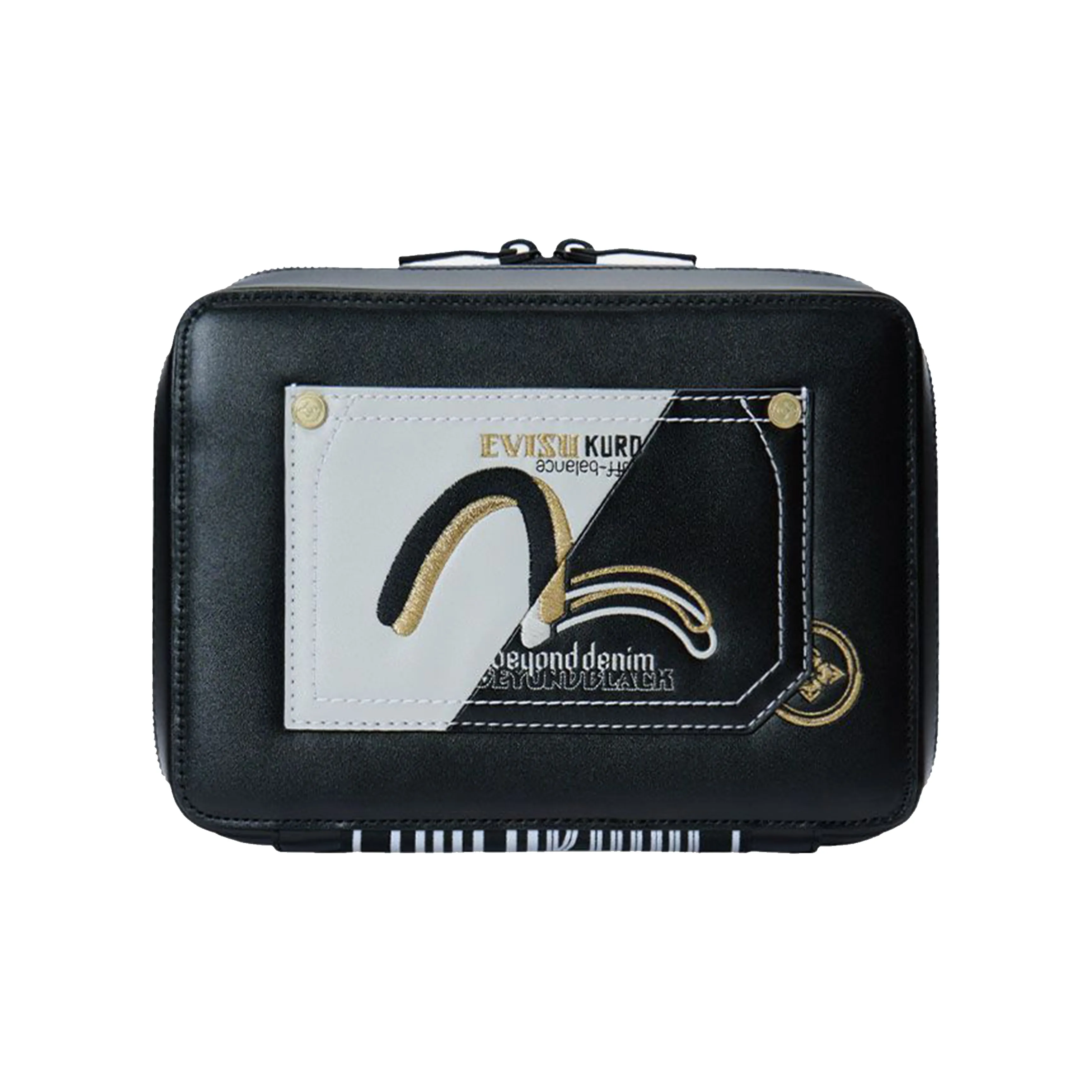 EVISU Кожа Клатч Маленькая Сумка Сумка через плечо Стандартная Унисекс Черная